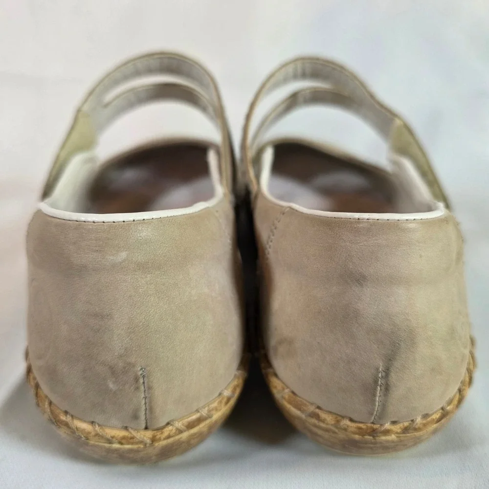 RIEKER Antistress Womens 39 Beige Leather Perforated Mary‎ Jane Flats 44895